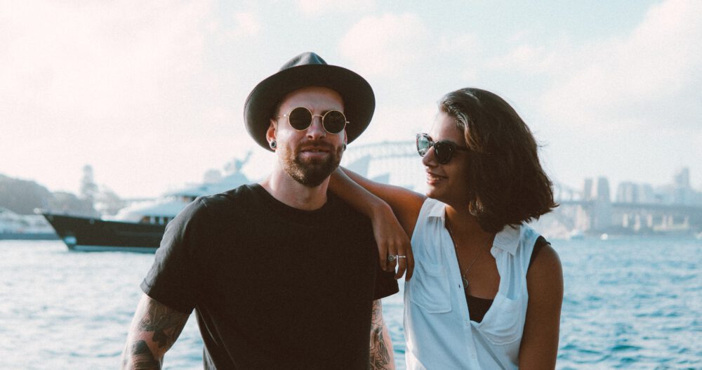 Couple outdoors expressing needs to each other.