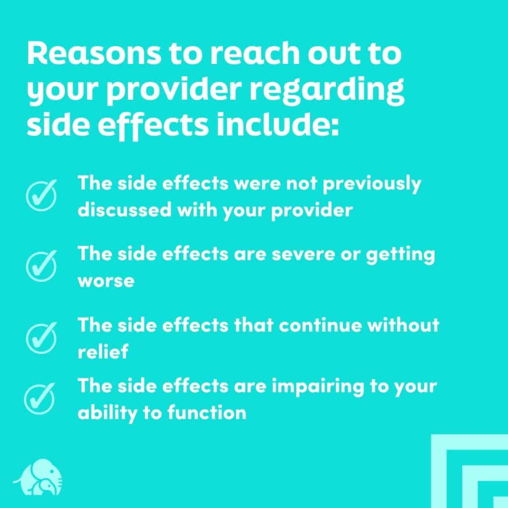 An infographic for reaching out to discuss medication side effects
