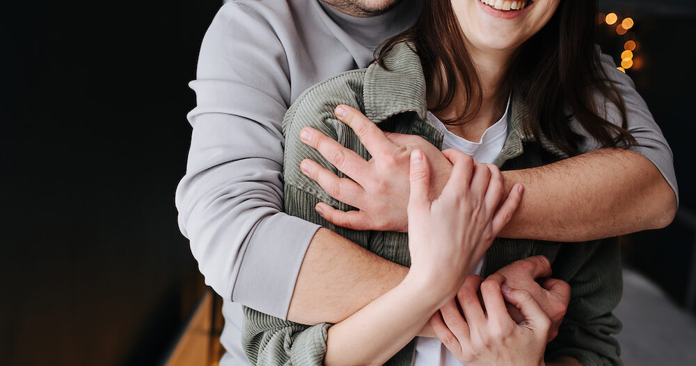 Cropped image of a happy loving couple.
